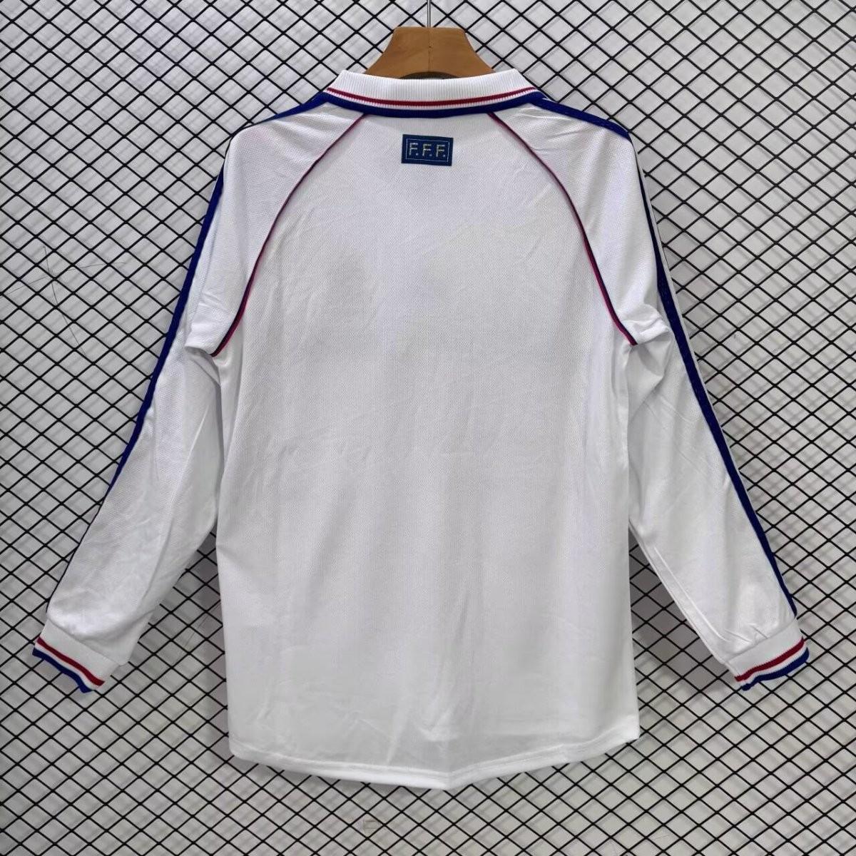 FRANCE RETRO 1998 AWAY LONG SLEEVE JERSEY WITH LOGO | PREMIUM RETRO FOOTBALL JERSEY