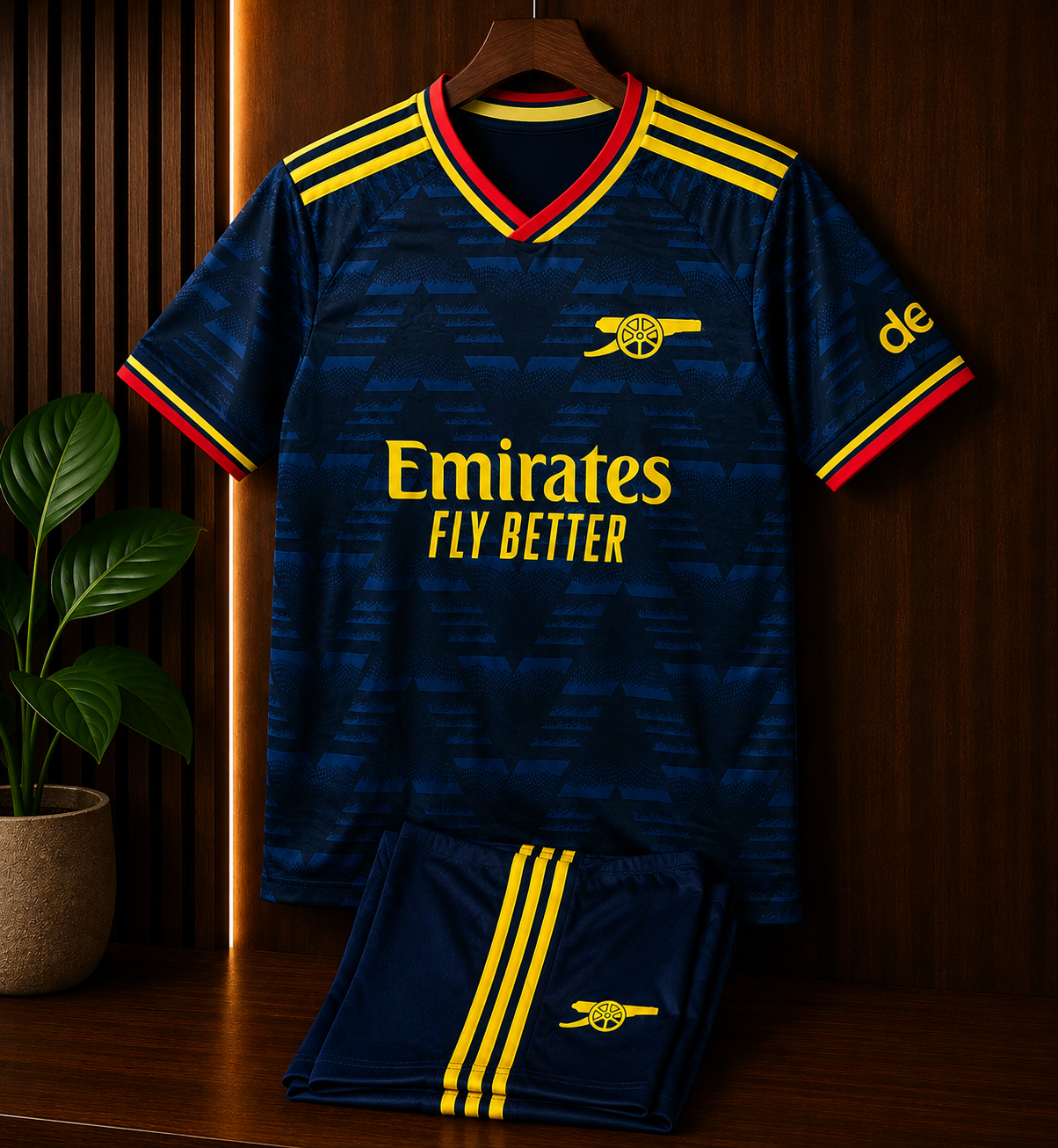 ARSENAL THIRD 26/27 NAVY BLUE WITH GEOMETRIC PATTERN JERSEY WITH SHORTS KIT SET WITH LOGO | PREMIUM FOOTBALL KIT