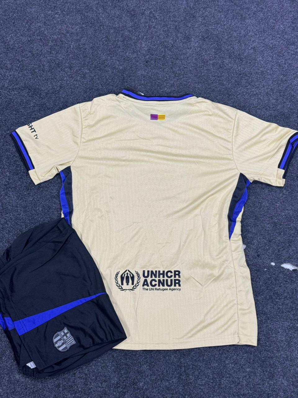 FC BARCELONA SPECIAL EDITION MAMBA / KOBE TRIBUTE FOOTBALL JERSEY & SHORTS SET – GOLD & BLACK
