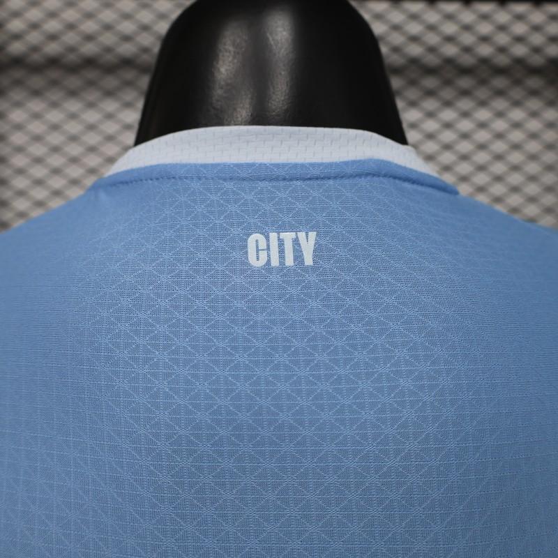 MANCHESTER CITY HOME 26/27 SKY BLUE WITH WHITE SIDE PANEL PLAYER VERSION JERSEY WITH LOGO