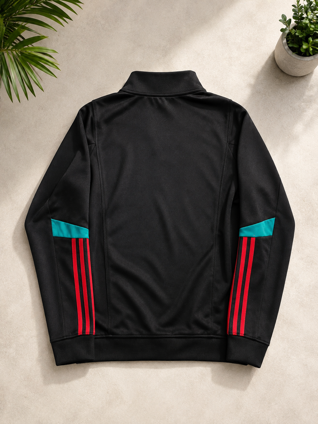 MANCHESTER UNITED BLACK TRACK JACKET | RED & TEAL STRIPED SPORTS JACKET