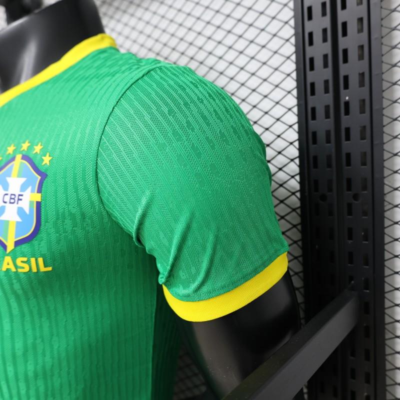 BRAZIL AWAY 2026 GREEN WAVE TEXTURE PLAYER VERSION JERSEY WITH LOGO