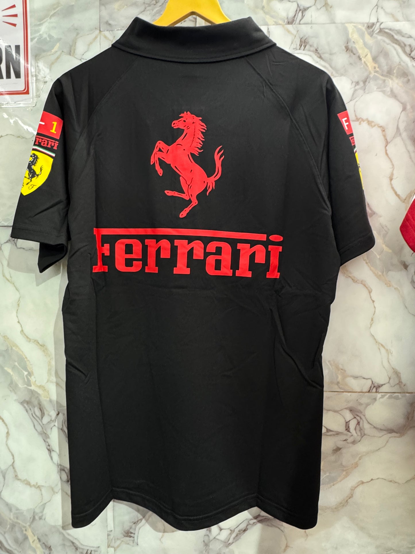 FERRARI BLACK RACING POLO T-SHIRT
