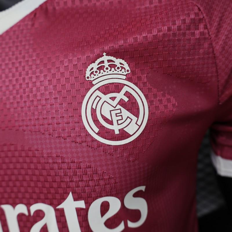 REAL MADRID THIRD 26/27 BURGUNDY RED PLAYER VERSION JERSEY WITH LOGO