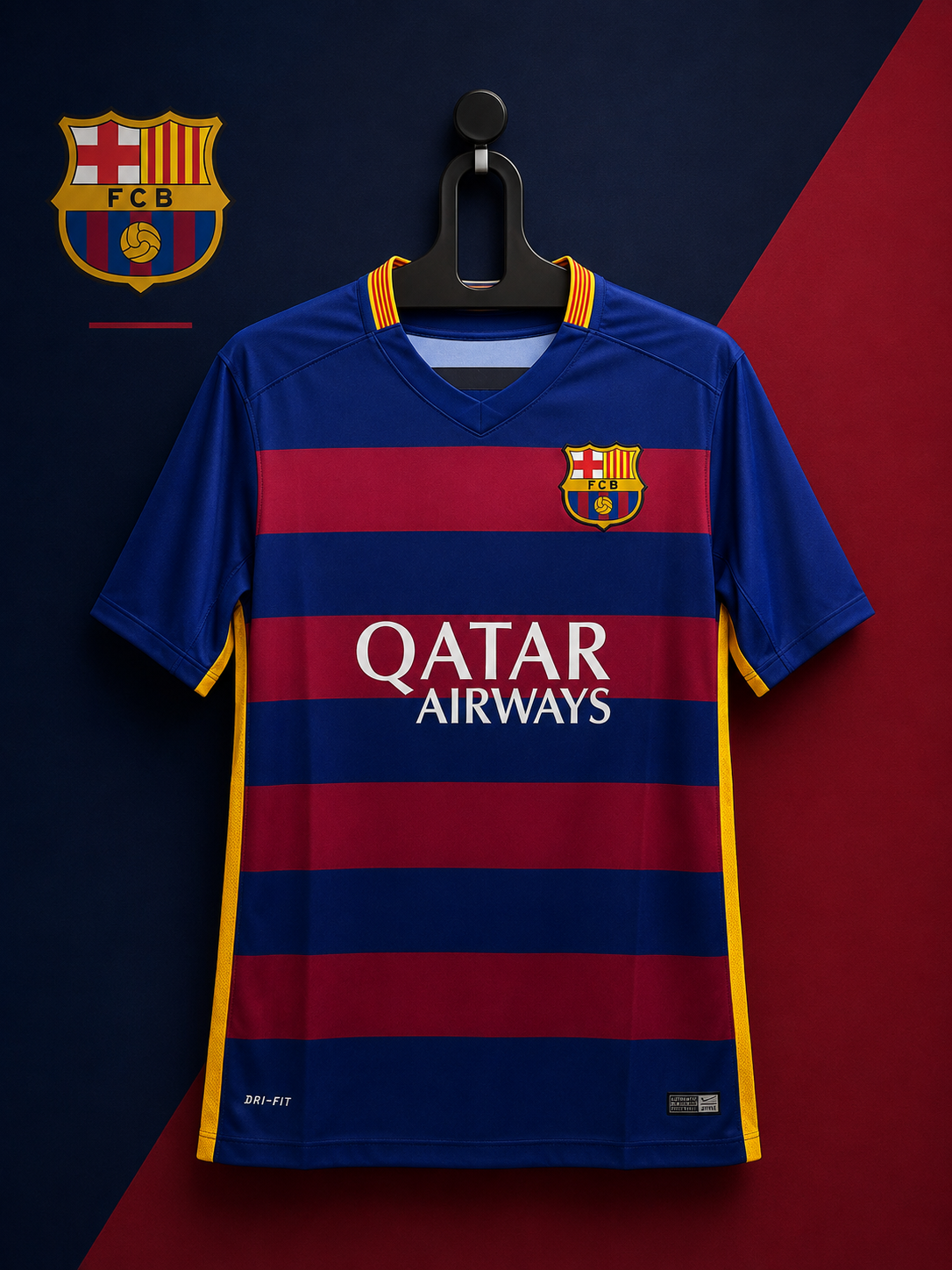 FC BARCELONA HOME 2015/16 RETRO JERSEY WITH LOGO | PREMIUM RETRO FOOTBALL JERSEY