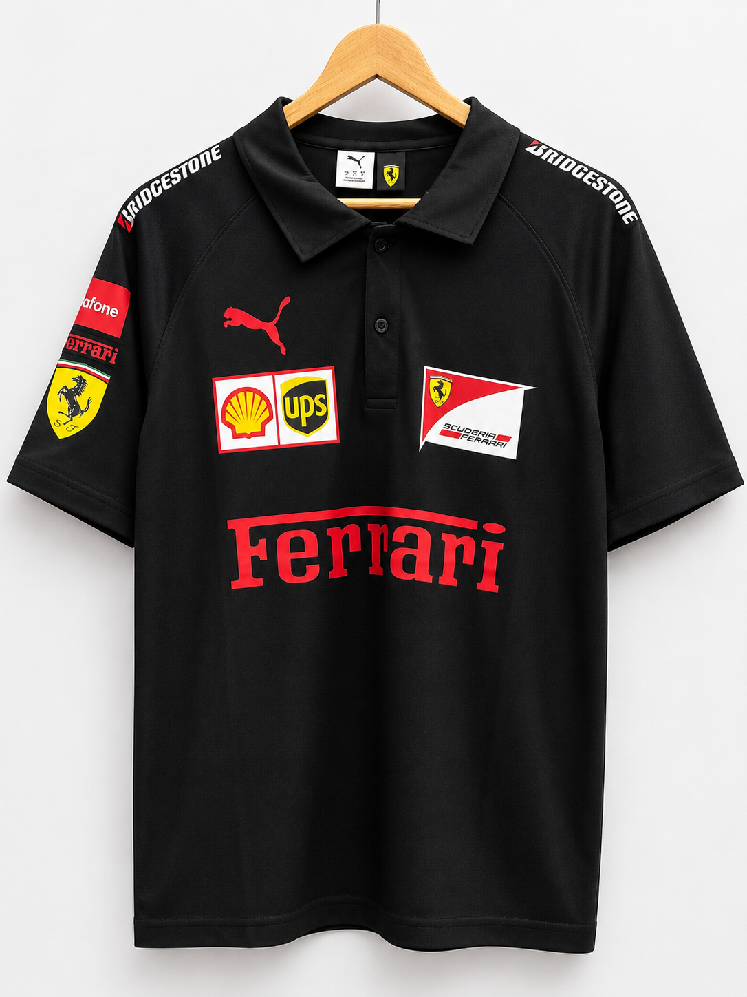 FERRARI BLACK RACING POLO T-SHIRT