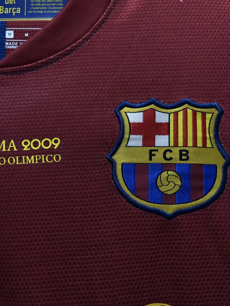 FC BARCELONA RETRO 2008/09 UEFA CHAMPIONS LEAGUE FINAL LONG SLEEVE JERSEY WITH LOGO | PREMIUM RETRO FOOTBALL JERSEY