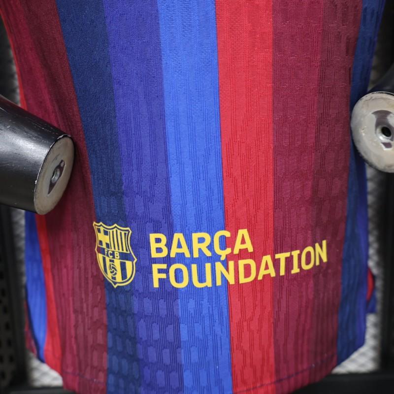 FC BARCELONA HOME 26/27 DEEP BLUE & RED STRIPE PLAYER VERSION JERSEY WITH LOGO