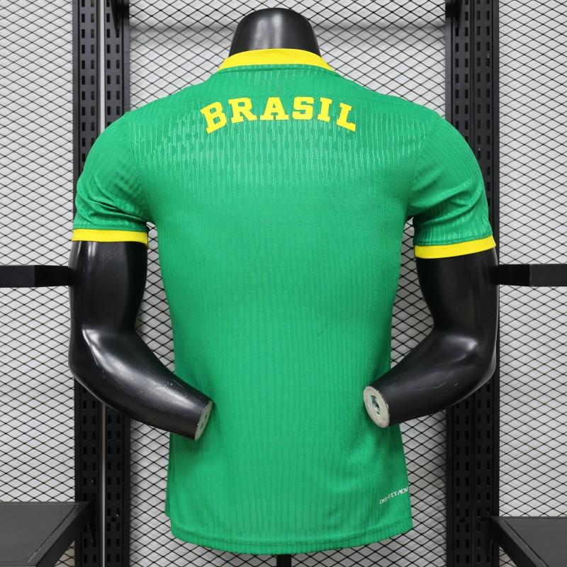 BRAZIL AWAY 2026 GREEN WAVE TEXTURE PLAYER VERSION JERSEY WITH LOGO