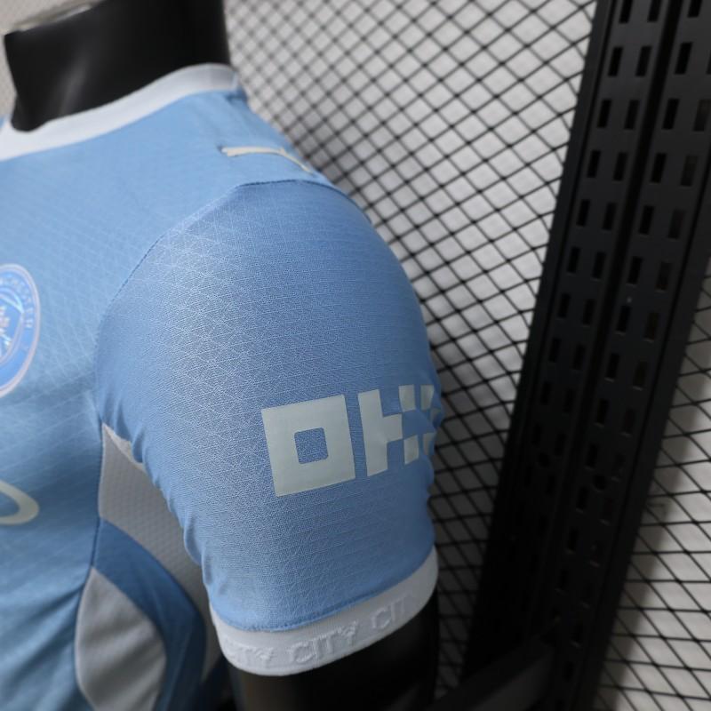 MANCHESTER CITY HOME 26/27 SKY BLUE WITH WHITE SIDE PANEL PLAYER VERSION JERSEY WITH LOGO
