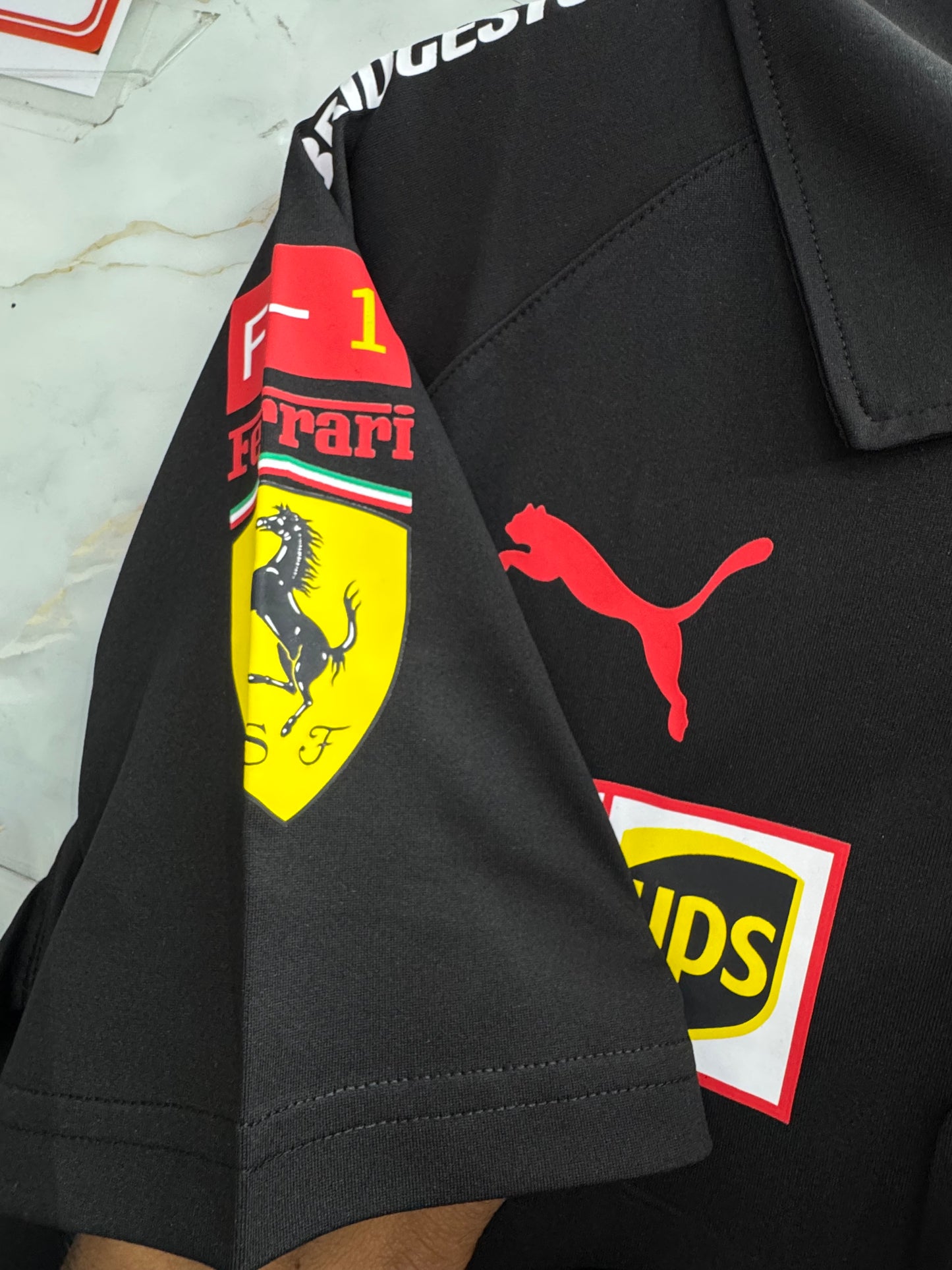 FERRARI BLACK RACING POLO T-SHIRT