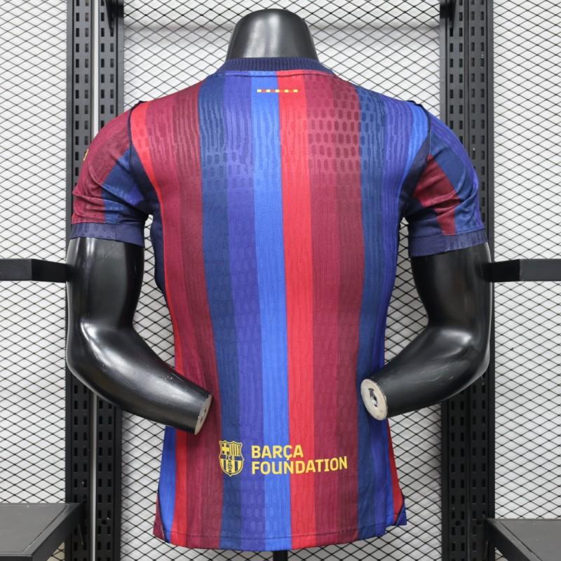 FC BARCELONA HOME 26/27 DEEP BLUE & RED STRIPE PLAYER VERSION JERSEY WITH LOGO