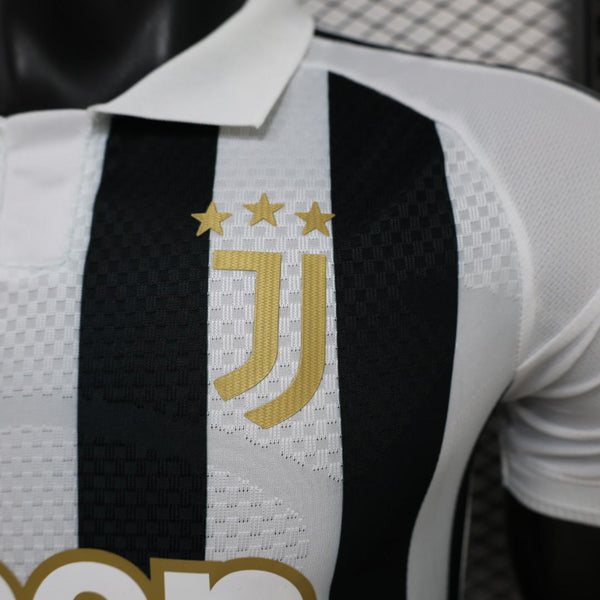 JUVENTUS 26/27 HOME PLAYER VERSION BLACK & WHITE STRIPE GOLD EDITION JERSEY WITH LOGO