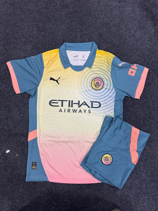 MANCHESTER CITY INSPIRED 2024/25 PASTEL EDITION FOOTBALL TRAINING KIT SET