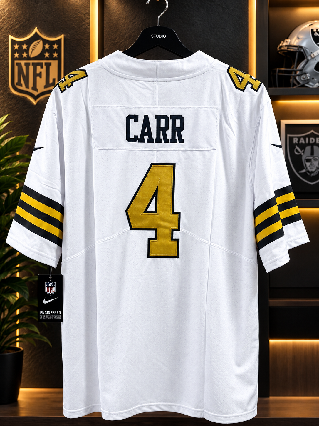 NFL #4 CARR White Jersey – Black & Gold