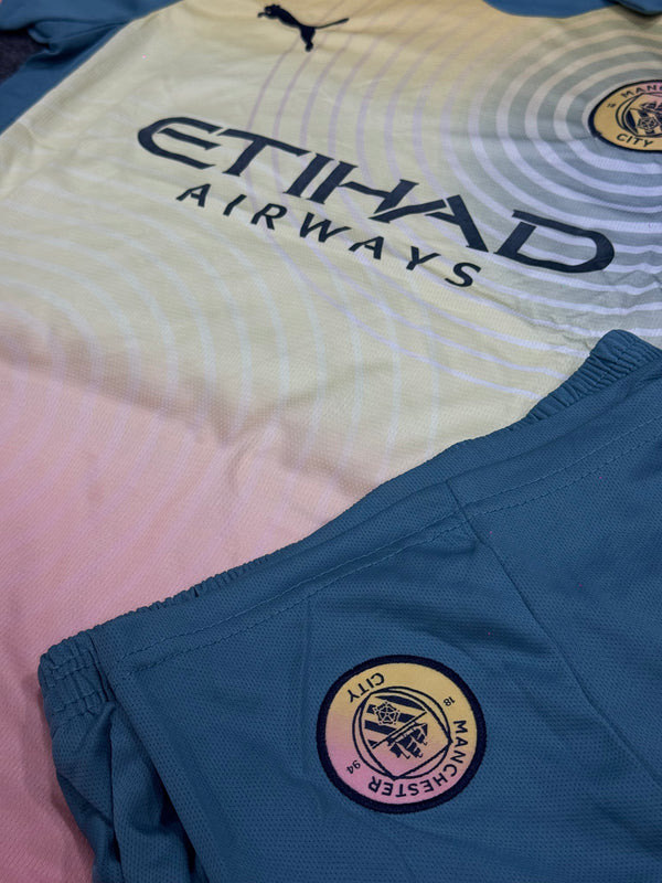 MANCHESTER CITY INSPIRED 2024/25 PASTEL EDITION FOOTBALL TRAINING KIT SET