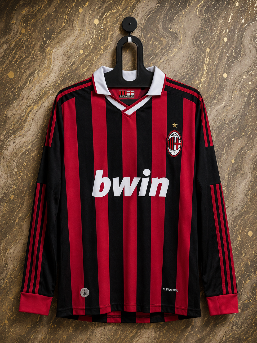 AC MILAN HOME 2009/10 FULL SLEEVES RETRO JERSEY WITH LOGO | PREMIUM RETRO FOOTBALL JERSEY