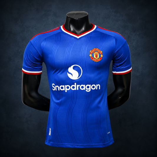 MANCHESTER UNITED 26/27 BLUE SPECIAL EDITION JERSEY WITH LOGO | PREMIUM FOOTBALL JERSEY