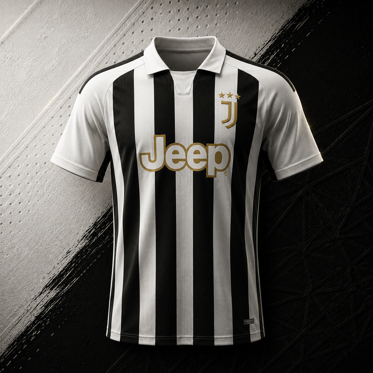 JUVENTUS 26/27 HOME PLAYER VERSION BLACK & WHITE STRIPE GOLD EDITION JERSEY WITH LOGO