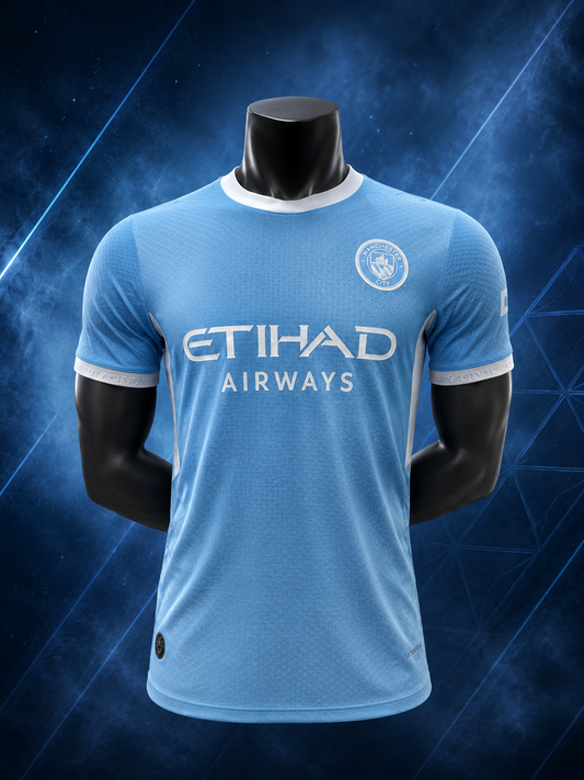 MANCHESTER CITY HOME 26/27 SKY BLUE WITH WHITE SIDE PANEL PLAYER VERSION JERSEY WITH LOGO