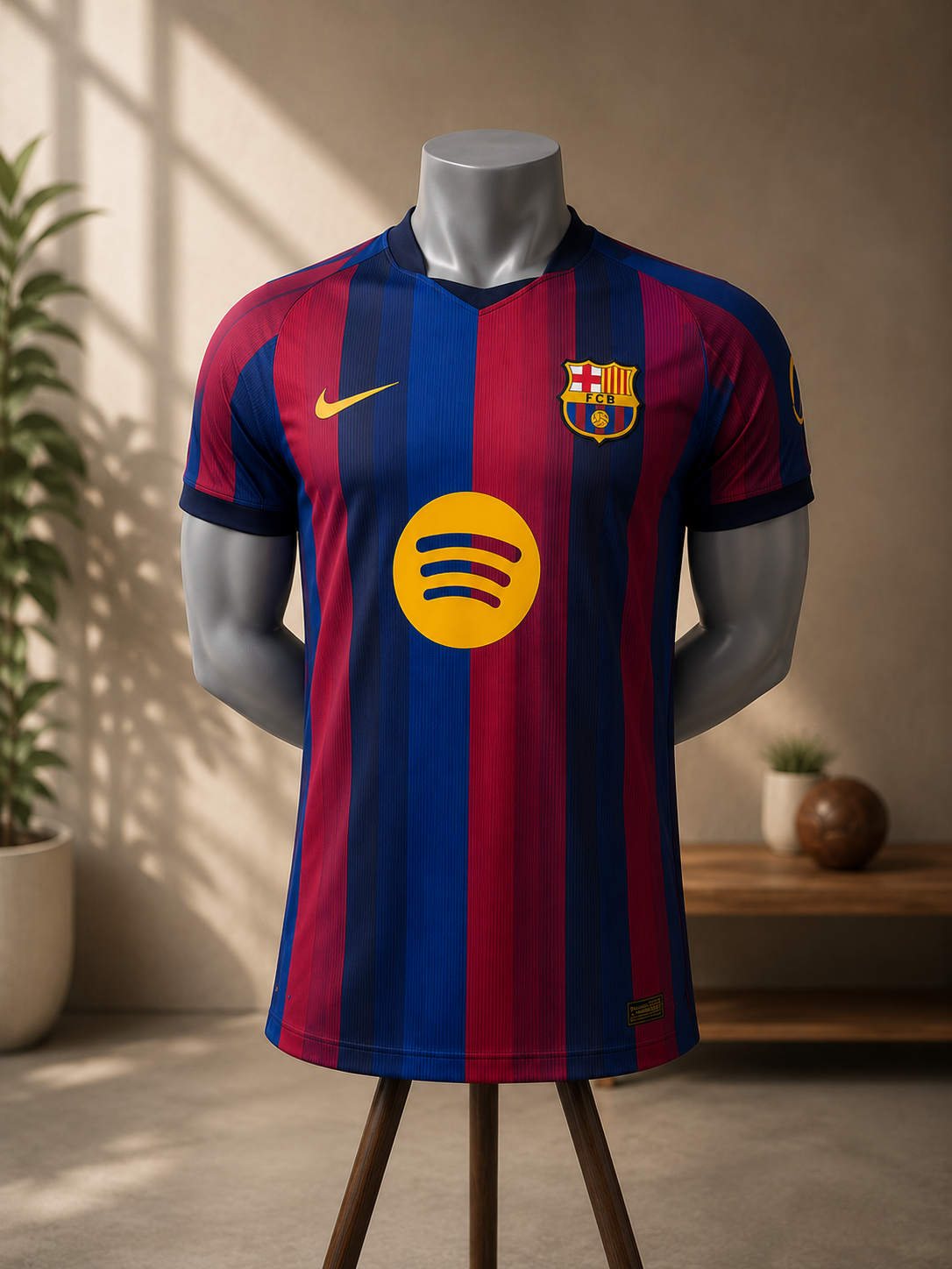 FC BARCELONA HOME 26/27 DEEP BLUE & RED STRIPE PLAYER VERSION JERSEY WITH LOGO