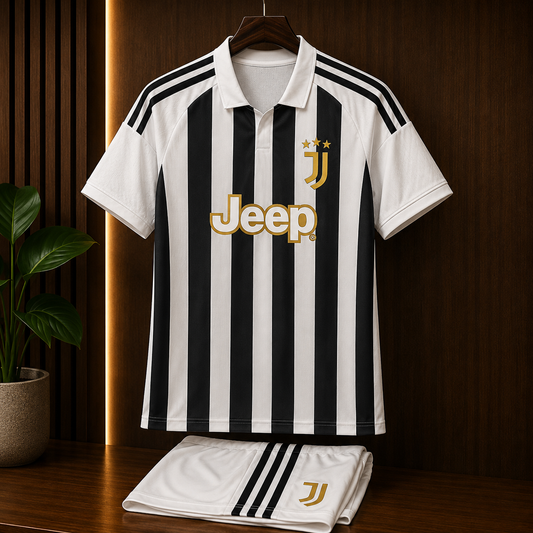 JUVENTUS HOME 26/27 JERSEY WITH SHORTS KIT SET WITH LOGO | PREMIUM FOOTBALL KIT