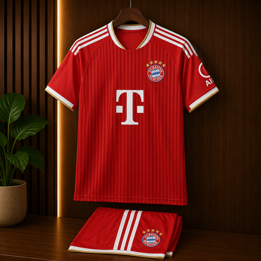 BAYERN MUNICH HOME 26/27 JERSEY WITH SHORTS KIT SET WITH LOGO | PREMIUM FOOTBALL KIT
