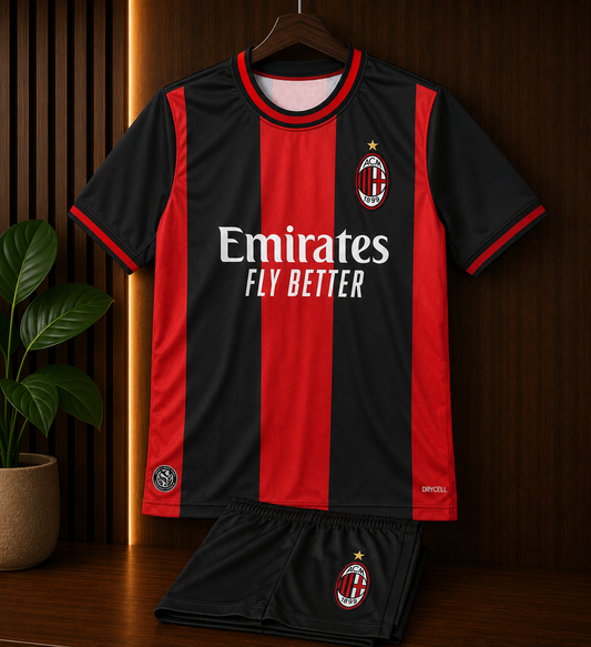 AC MILAN HOME 26/27 JERSEY WITH SHORTS KIT SET WITH LOGO | PREMIUM FOOTBALL KIT