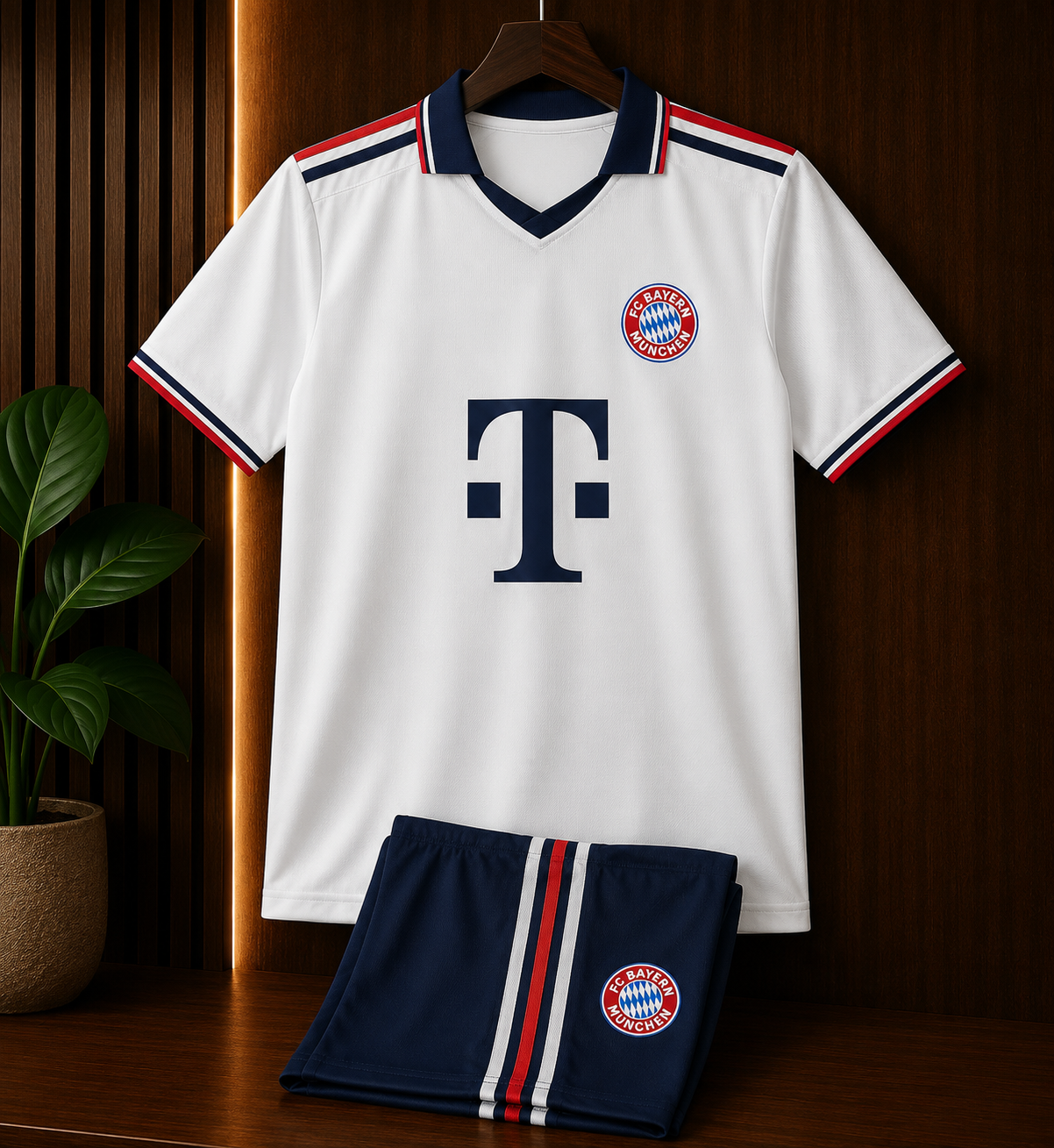 BAYERN MUNICH AWAY 26/27 JERSEY WITH SHORTS KIT SET WITH LOGO | PREMIUM FOOTBALL KIT