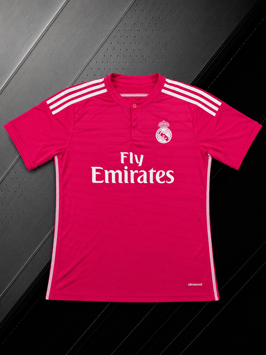 REAL MADRID RETRO 2014/15 THIRD PINK JERSEY WITH LOGO | PREMIUM RETRO FOOTBALL JERSEY