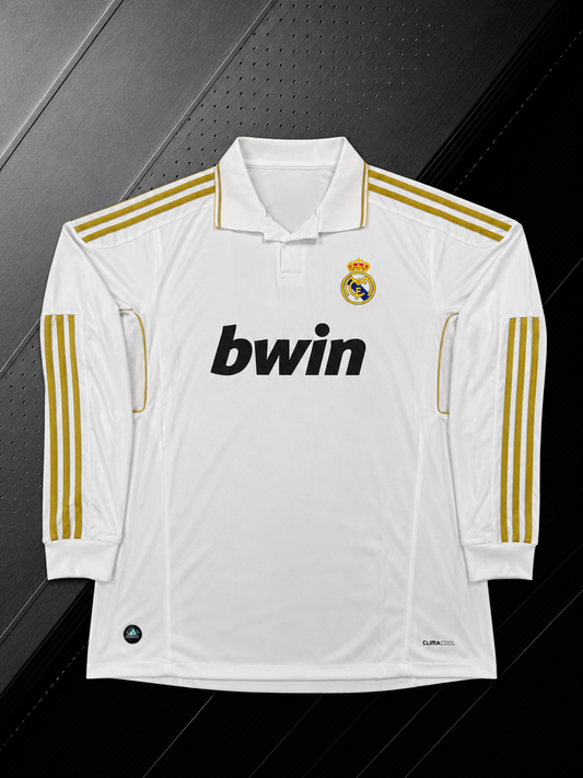 REAL MADRID RETRO 2009/10 HOME LONG SLEEVE JERSEY WITH LOGO | PREMIUM RETRO FOOTBALL JERSEY