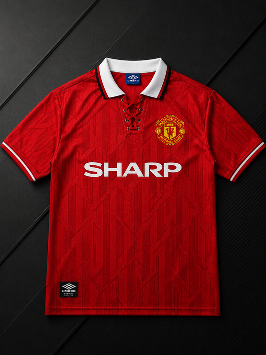 MANCHESTER UNITED RETRO 1992/94 HOME JERSEY WITH LOGO | PREMIUM RETRO FOOTBALL JERSEY