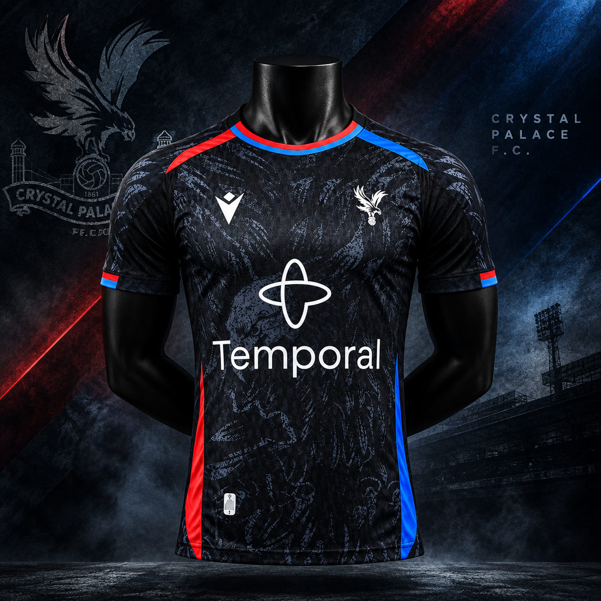 CRYSTAL PALACE INSPIRED BLACK PREMIUM FOOTBALL JERSEY – 2025/26 EDITION