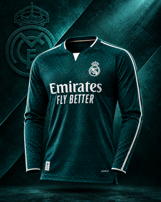 REAL MADRID AWAY 2026/27 FULL SLEEVE PLAYER VERSION JERSEY – WITH LOGO