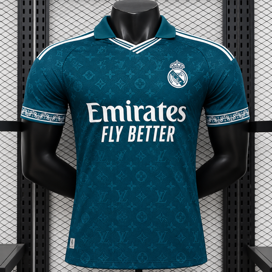 REAL MADRID × LOUIS VUITTON TEAL LV MONOGRAM 2026/27 SPECIAL EDITION PLAYER VERSION WITH LOGO