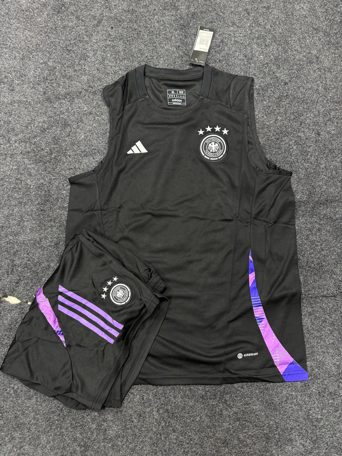 Germany Black Sleeveless Football Jersey with Shorts – Training Kit