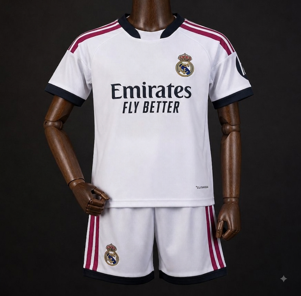 Real Madrid Home 26/27 Kids Set Jersey With Logo