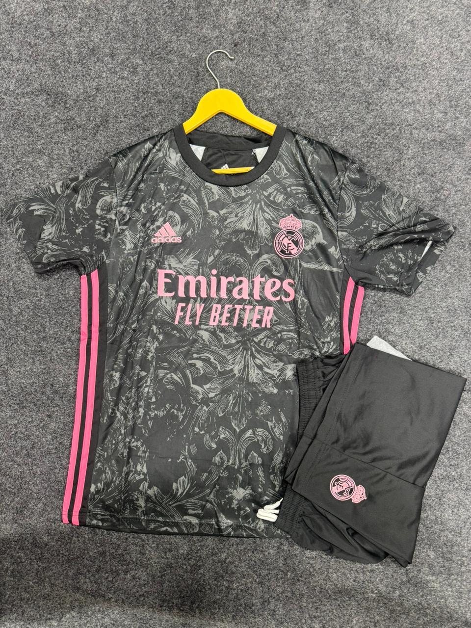 REAL MADRID BLACK & PINK 2020/21 SPECIAL EDITION FOOTBALL KIT SET (WITH SHORTS)