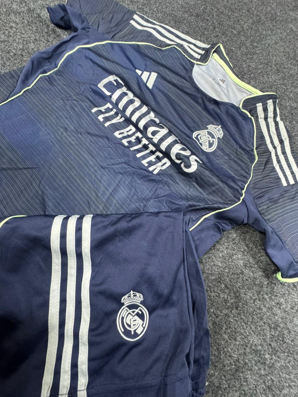 REAL MADRID NAVY BLUE AWAY FOOTBALL KIT SET (WITH SHORTS) – 2024/25