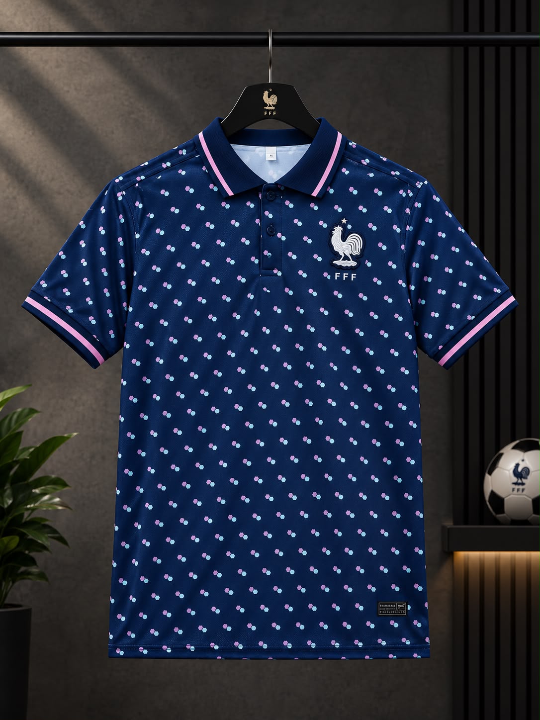 France FFF Polo T-Shirt Pink & White | Football Polo