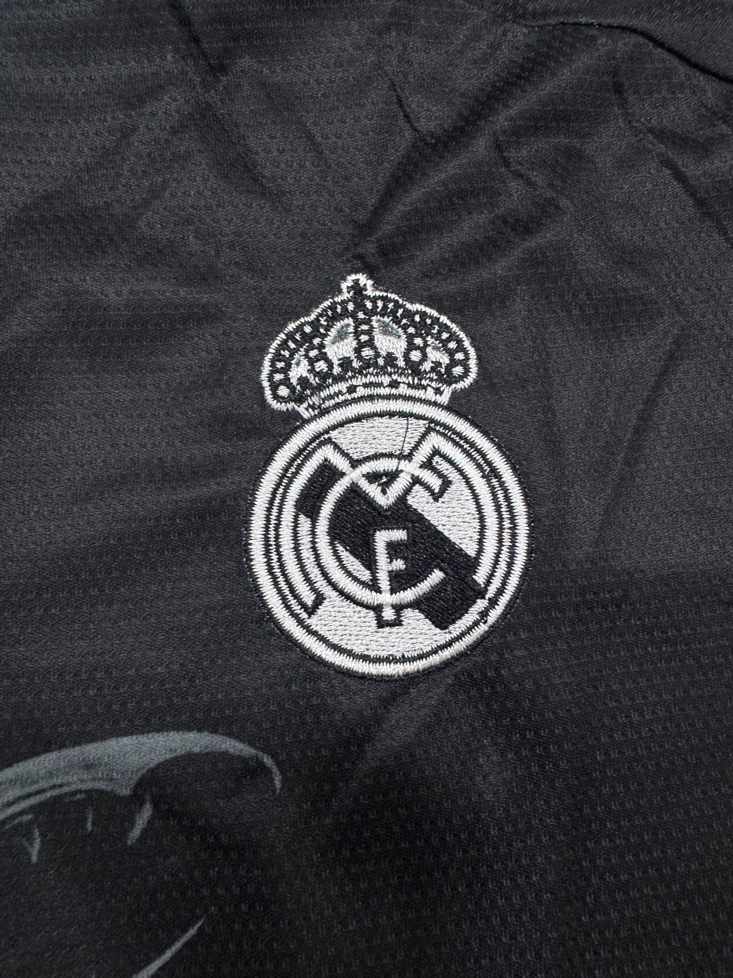 REAL MADRID RETRO BLACK DRAGON EDITION LONG SLEEVE JERSEY WITH LOGO | PREMIUM RETRO FOOTBALL JERSEY