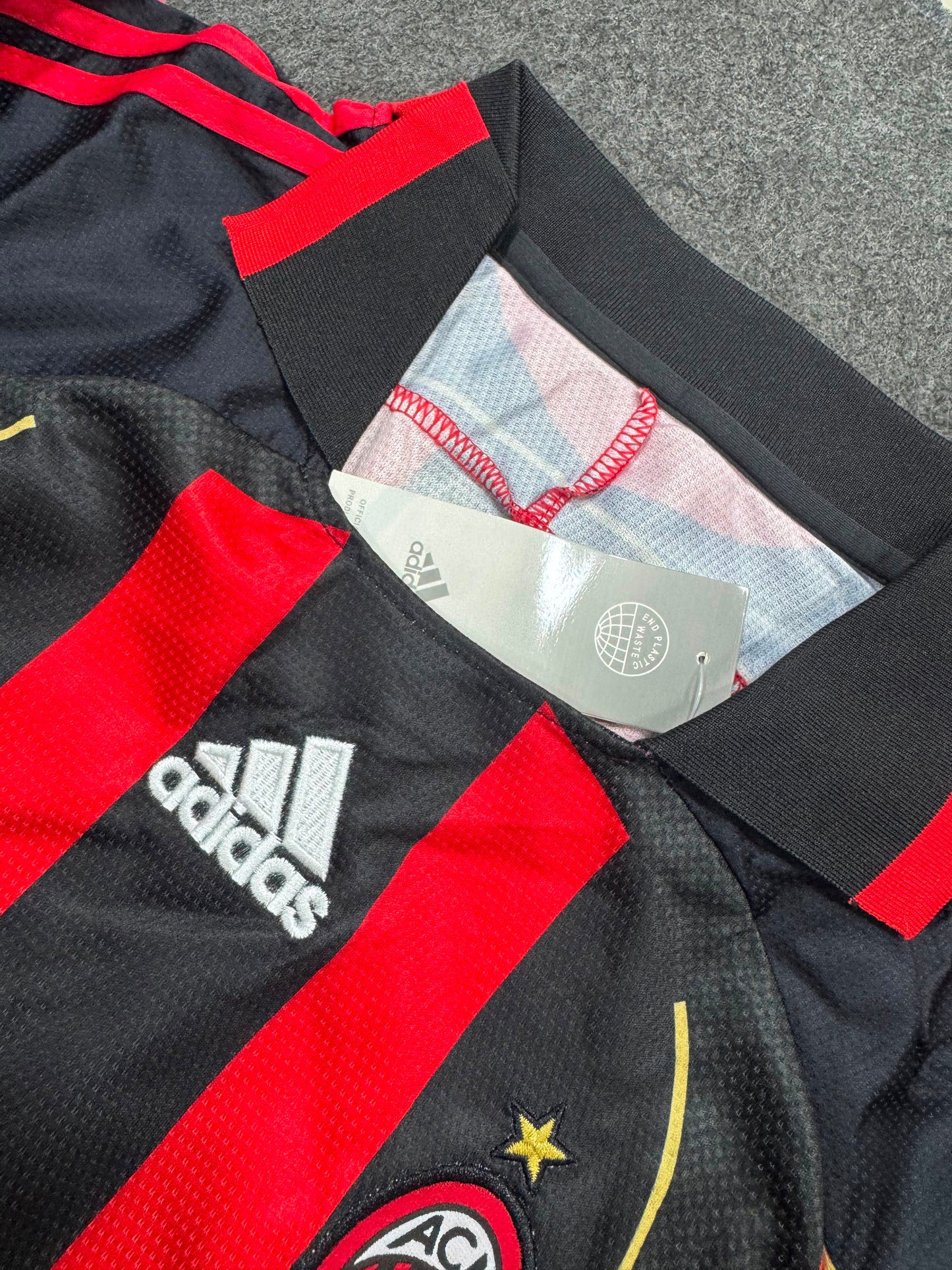 AC MILAN RETRO HOME LONG SLEEVE JERSEY WITH LOGO | PREMIUM RETRO FOOTBALL JERSEY