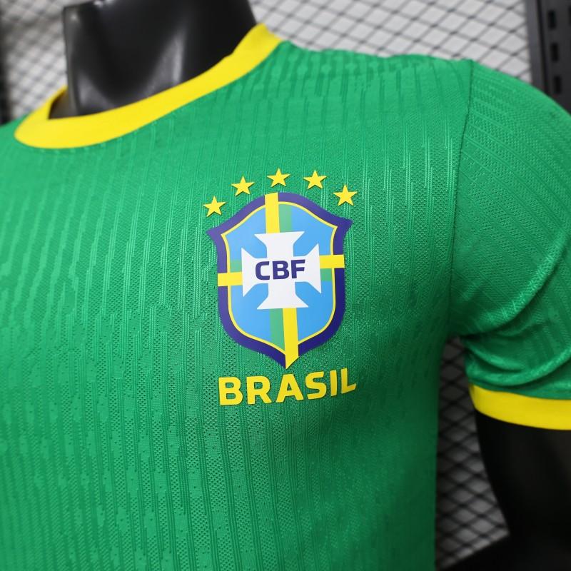 BRAZIL AWAY 2026 GREEN WAVE TEXTURE PLAYER VERSION JERSEY WITH LOGO