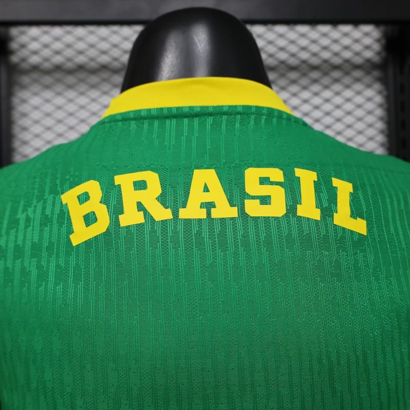 BRAZIL AWAY 2026 GREEN WAVE TEXTURE PLAYER VERSION JERSEY WITH LOGO